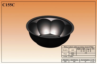 Miska na salát OPS 670ml černá C155