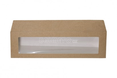 Krabička s okénkem PAP/BOPP 180x55/55mm hnědá na makronky  MB6