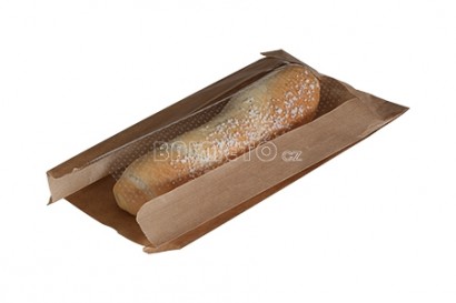 Sáček s okénkem PAP 154+70x242mm hnědý