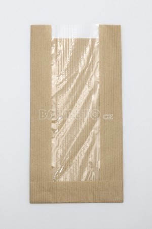 Sáček s okénkem PAP 154+70x242mm hnědý