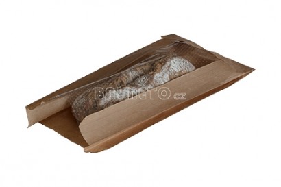 Sáček s okénkem PAP 100+40x350mm hnědý