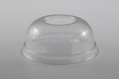 Víčko na kelímek PET 95mm vypouklé s otvorem