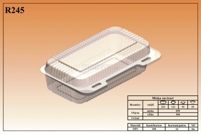 Krabička s int.víčkem OPS 223x121/70mm R245