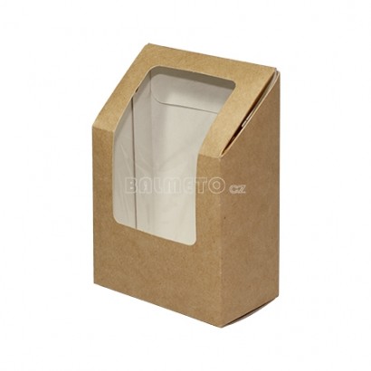 Krabička s okénkem PAP/BOPP 90x50/130mm hnědá na tortilu ECO ROLL