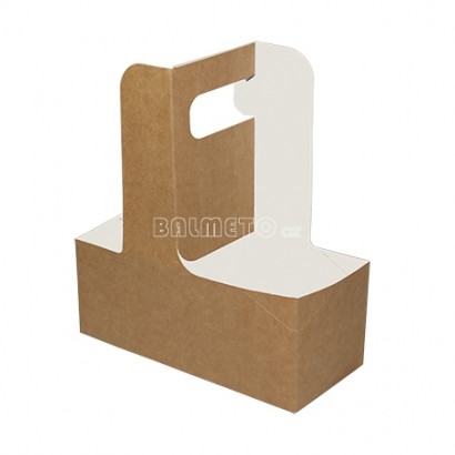 Nosič na kelímky PAP 160x80x80mm hnědý s uchem