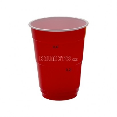 Kelímek na míchané nápoje PS 500ml/95mm rysky 0,2 + 0,4l červený