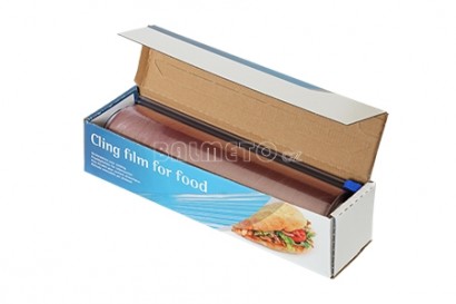 Fólie potravinářská PVC 30cm/300m/8mic v boxu s břitem
