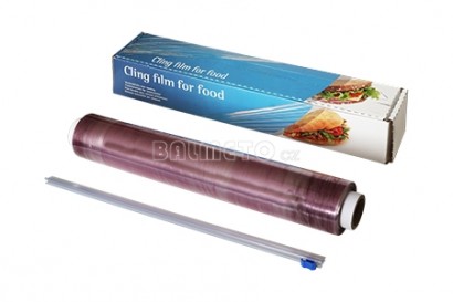 Fólie potravinářská PVC 45cm/300m/8mic v boxu s břitem