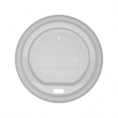 Víčko na kelímek 300/400ml PLA 90mm bílé zvýšené s otvorem