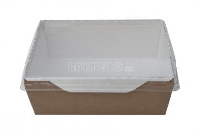 Krabička na salát PAP/BOPP 150x150/48mm hnědo/bílá 900ml