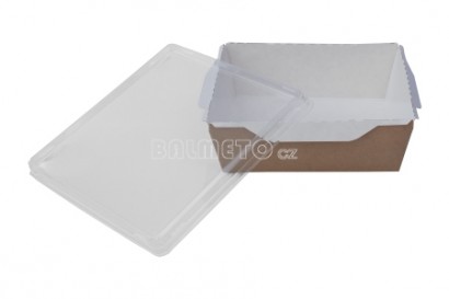 Krabička na salát PAP/BOPP 150x150/48mm hnědo/bílá 900ml