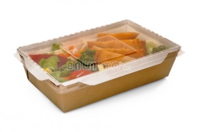 Krabička na salát PAP/BOPP 186x106/55m hnědo/bílá OPSALAD