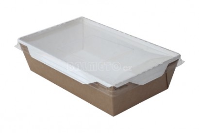 Krabička na salát PAP/BOPP 186x106/55m hnědo/bílá OPSALAD