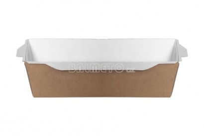 Krabička na salát PAP/BOPP 186x106/55m hnědo/bílá OPSALAD