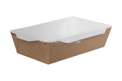 Krabička na salát PAP/BOPP 186x106/55m hnědo/bílá OPSALAD