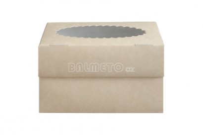 Krabička s okénkem PAP/BOPP 100x160/100mm hnědá na 2 muffiny