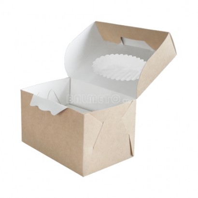 Krabička s okénkem PAP/BOPP 100x160/100mm hnědá na 2 muffiny