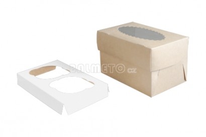 Krabička s okénkem PAP/BOPP 100x160/100mm hnědá na 2 muffiny