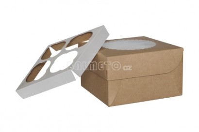 Krabička s okénkem PAP 160x160/100mm hnědá na 4 muffiny