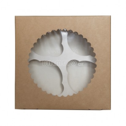 Krabička s okénkem PAP 160x160/100mm hnědá na 4 muffiny