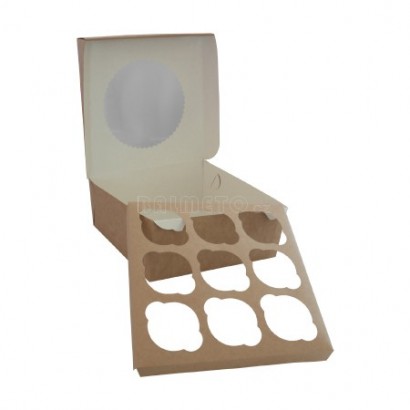 Krabička s okénkem PAP/BOPP 250x250/100mm 9 muffinů