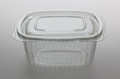 Krabička s int.víčkem PET 375ml/130x110x60mm oválná