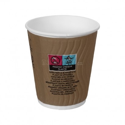 Kelímek na teplé nápoje PAP/DW 250ml/80mm hnědý vrap