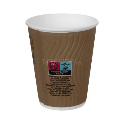 Kelímek na teplé nápoje PAP/PE DW 300ml/90mm hnědý vrap