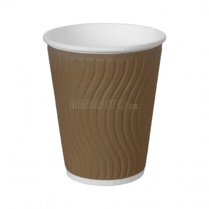 Kelímek na teplé nápoje PAP/PE DW 300ml/90mm hnědý vrap