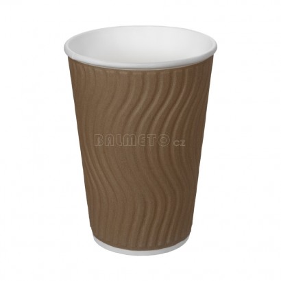 Kelímek na teplé nápoje PAP/PE DW 400ml/90mm hnědý vrap
