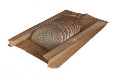 Sáček s okénkem PAP 200+70x400mm hnědý