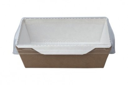 Krabička na salát PAP/BOPP 165x165/65mm hnědo/bílá OPSALAD 1200