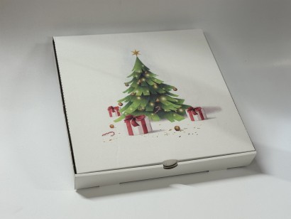 Krabice na cukroví PAP 31x31/4,5cm bílá STROMEČEK